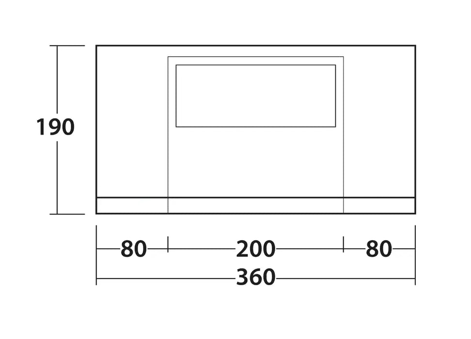 Outwell Sideroads Motorhome Annexe - product front view diagram with dimensions