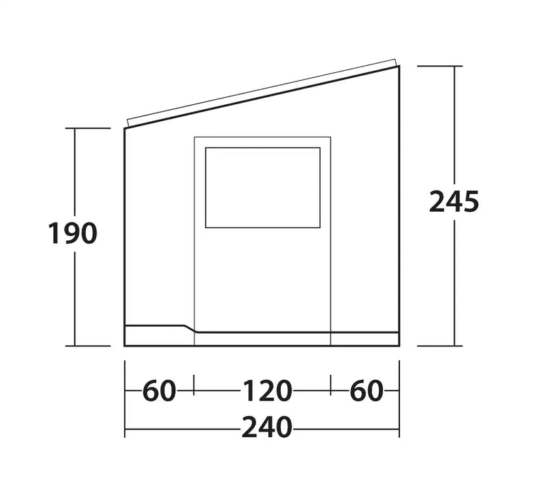Outwell Sideroads Motorhome Annexe - product side view diagram with dimensions