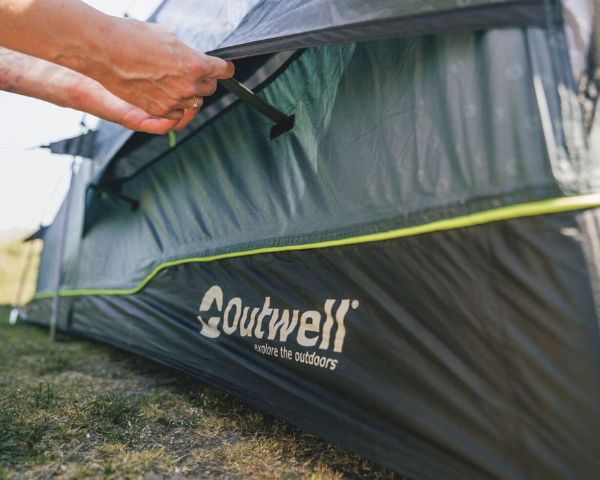 Outwell Sky 2 Person Tunnel Tent - lifestyle image, showing close-up of ground level