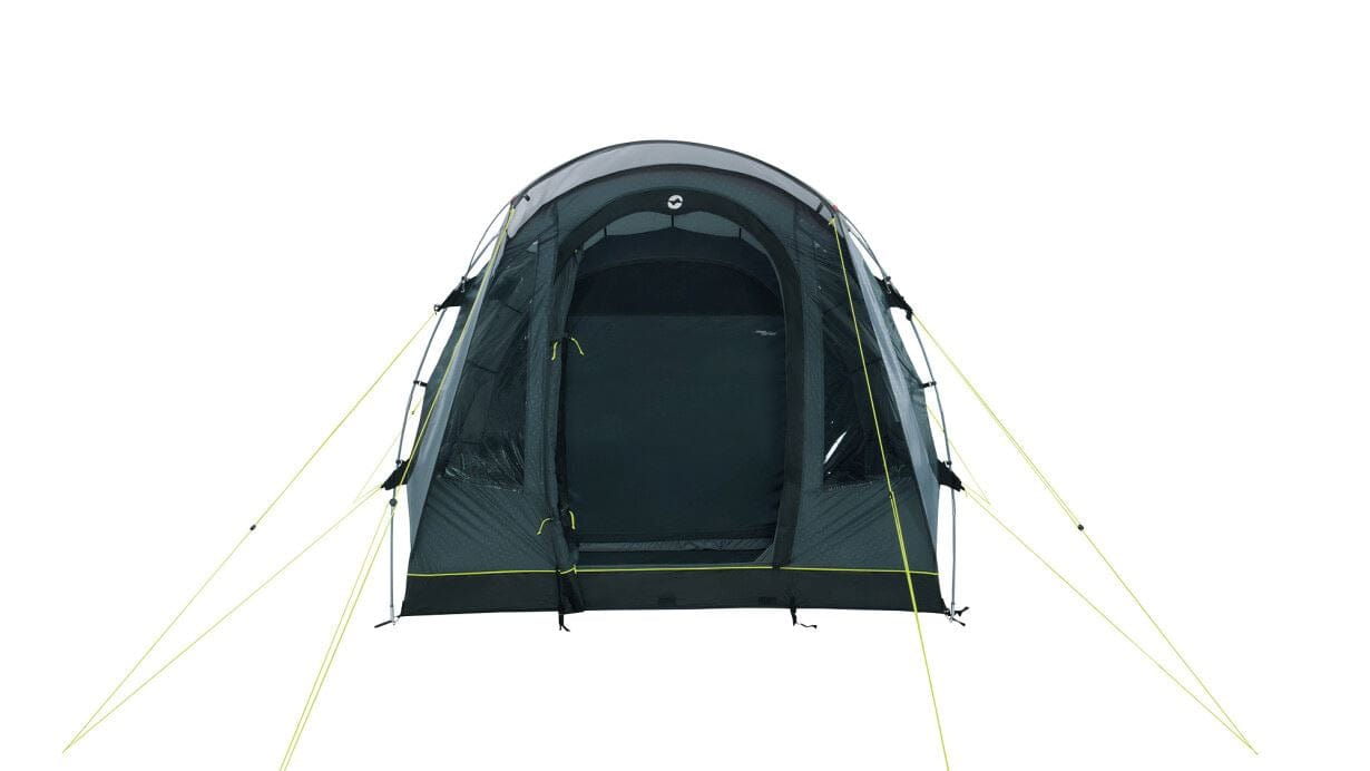 Outwell Sky 2 Person Tunnel Tent - product image, shown from front angle, with outer door and mesh door open