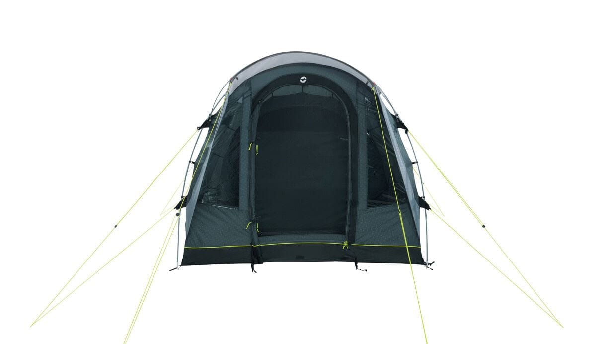 Outwell Sky 2 Person Tunnel Tent - product image, shown from front angle, with outer door open but mesh door shut