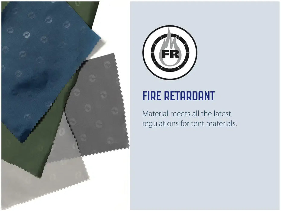 Outwell Sky 6 Person Tunnel Family Tent - fire retardant infographic
