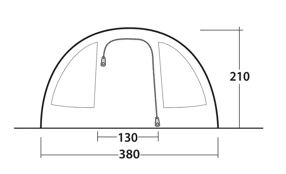 Outwell Sky 6 Person Tunnel Family Tent - product diagram with dimensions