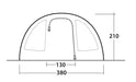 Outwell Sky 6 Person Tunnel Family Tent - product diagram with dimensions