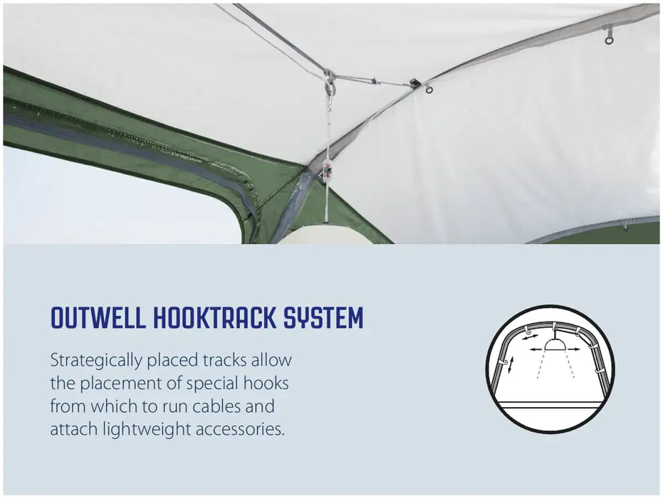 Outwell Sky 6 Person Tunnel Family Tent - Outwell hooktrack system infographic