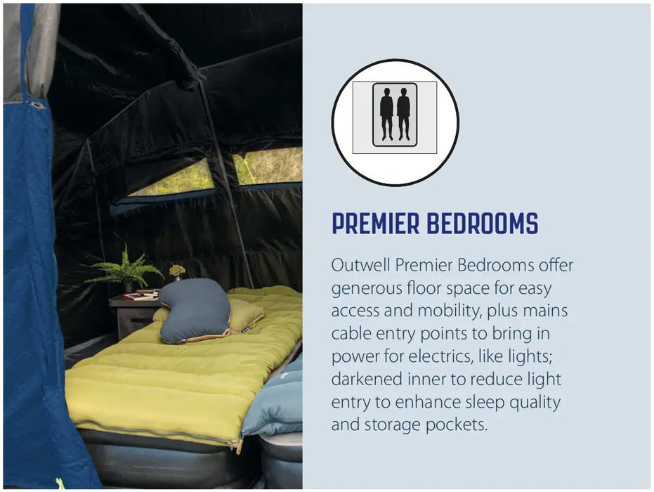 Outwell Sky 6 Person Tunnel Family Tent - premier bedrooms infographic