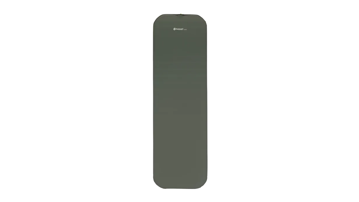Outwell Sleepnest 10cm Deluxe Self Inflating Camping Mat - product image, showing full length bird's eye view of mattress in vertical position