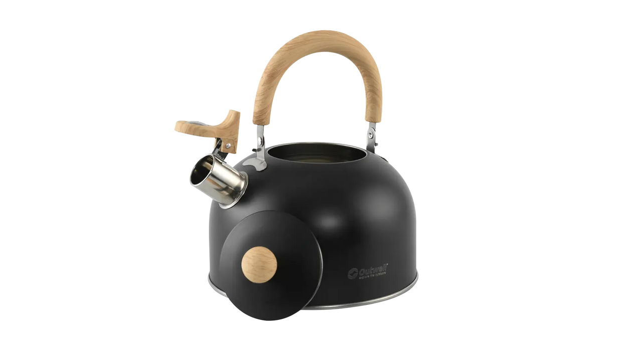 Outwell Tea Break Lux 1.8 Litre Camping Kettle - product image, showing spout and lid open