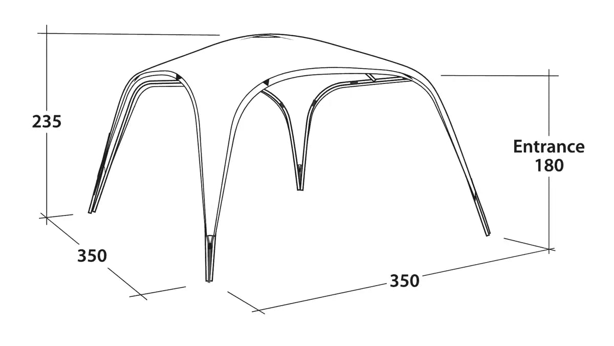 Outwell Wakefield Large Outdoor Family Camping Shelter - product diagram wiuth dimensions