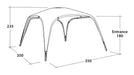 Outwell Wakefield Large Outdoor Family Camping Shelter - product diagram wiuth dimensions