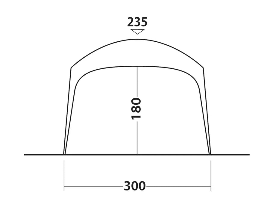 Outwell Wakefield Outdoor Family Camping Shelter - product front view diagram with dimensions