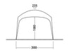 Outwell Wakefield Outdoor Family Camping Shelter - product front view diagram with dimensions