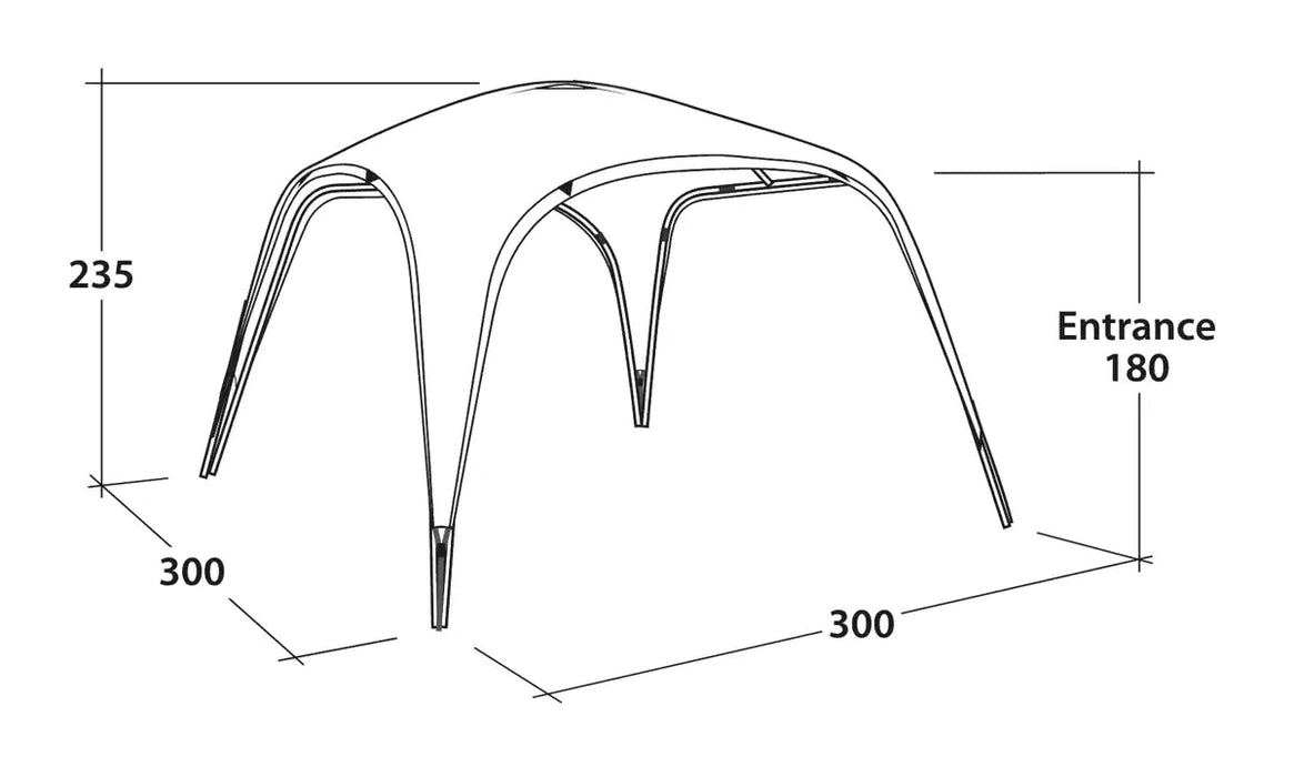 Outwell Wakefield Outdoor Family Camping Shelter - product diagram with dimensions