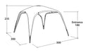 Outwell Wakefield Outdoor Family Camping Shelter - product diagram with dimensions