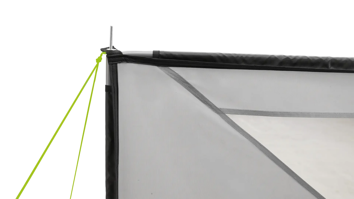 Outwell Wisconsin 6000mm Camping Windscreen - product image, showing close-up of structural poles and ground spike