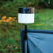 PLS Rechargeable Universal Windbreak LED Solar Light - lifestyle image, showing light affixed to windbreak pole emitting cool white light