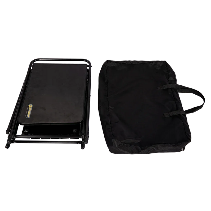 Quest Rosemary Folding Camping Kitchen Stand – product image, showing unit collapsed with carry bag alongside