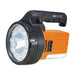 RAC 150 Lumen Rechargeable 3-in-1 Lantern & Torch - main product image, showing portable LED flashlight with a black handle and a bright orange body, featuring multiple LED bulbs in the front lens and a white accent strip near the base. The brand name 'RAC' is printed on the handle.