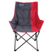 Liberty Leisure Comfort Padded Folding Camping Chair - Various Colours - product image of a folding camp chair with a black and red fabric seat and backrest, featuring the 'Liberty' brand logo in blue on the upper left. The chair is shown against a plain white background.
