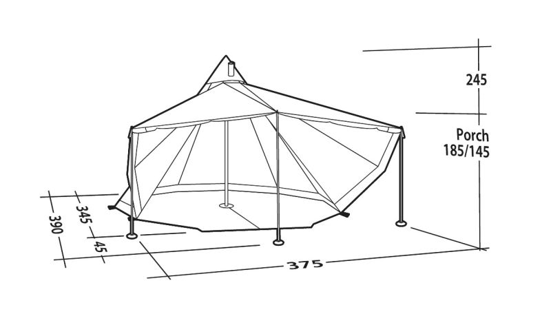 Robens Chinook Ursa S Polycotton Tent - 6 Berth Tipi Tent layout image with doors open