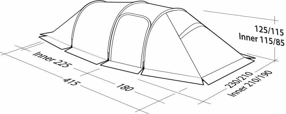 Robens Nordic Lynx 4 Tent - 4 Season Tunnel Tent layout image overview of tent with heights
