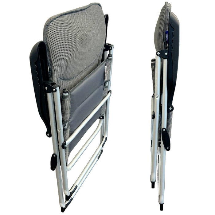Royal Ambassador 6-Position Folding Camping Chair - product image, shown collapsed from two separate angles