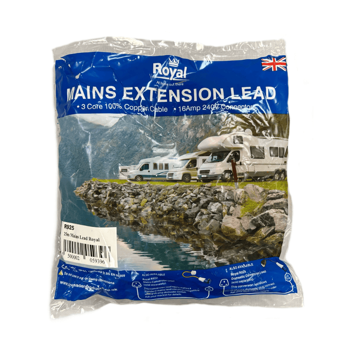 Royal Leisure 25m Hook-Up Mains Lead - product image, showing packaging