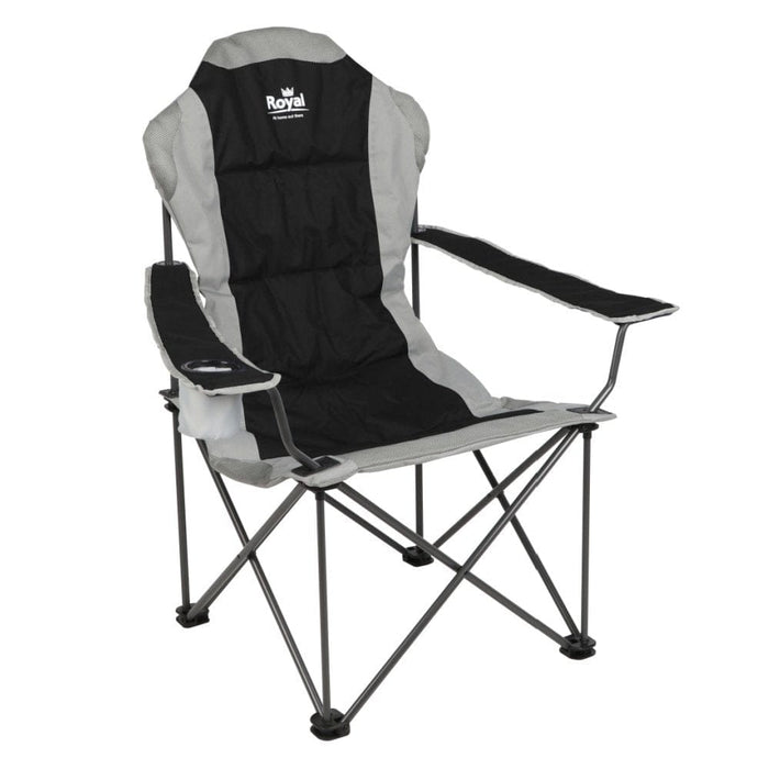 Royal President Padded Camping Chair - Black / Silver - main product image