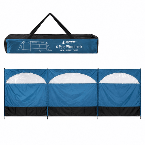 572014 Summit Windbreak 3 panel main product image including blue windbreak showing windows and bag with shoulder strap