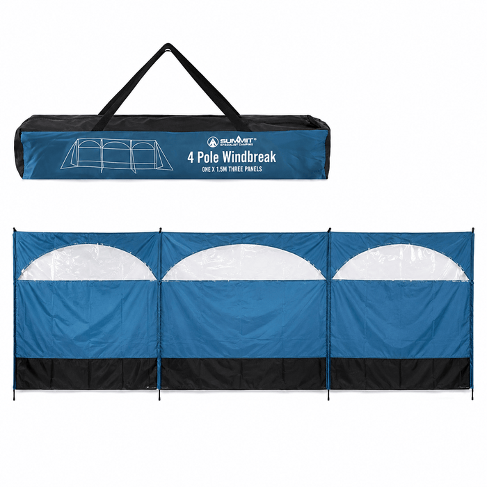 572014 Summit Windbreak 3 panel main product image including blue windbreak showing windows and bag with shoulder strap