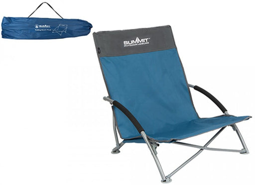 Summit Folding Beach Chair - Indigo Blue - main product image, showing chair with inset of carry bag