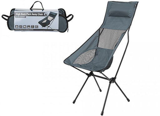Summit High Back Pack Away Chair - Slate Grey - main product image, showing chair and inset of carry bag