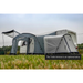 Sunncamp Toldo 390 Caravan Awning - Grey feature image showing the awning from right side of the awning with optional annexe attached. front door up with canopy poles and left side door completely unzipped. 