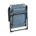 Travellife Lago Compact Camping Chair Wave Blue - product image, showing a light blue fabric outdoor lounge chair with a black metal frame, folded up, on a plain white background.