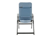 Travellife Lago Recliner Comfort Chair Wave Blue - product image, showing a light blue folding camping chair with a black metal frame, shown from the back against a plain white background.