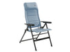 Travellife Lago Recliner Comfort Chair Wave Blue - main product image, showing a light blue outdoor lounge chair with a black metal frame and armrests, shown from a three-quarter angle on a white background.