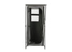 Travellife Toledo High Folding Camping Storage Unit – product image, showing a portable privacy tent with a black mesh door, gray fabric walls, and a black metal frame, shown against a plain white background.