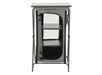 Travellife Toledo Low Foldable Camping Storage Unit – Dark Grey - product image, showing front-on view of erected storage unit with door tied back, showing internal shelves and rear mesh window