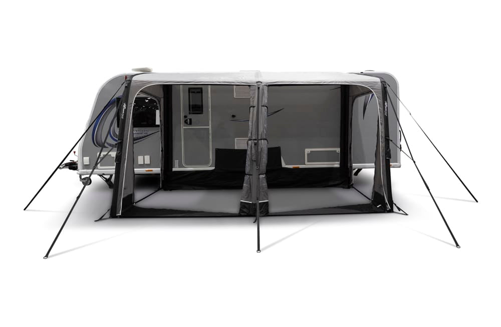 Vango Balletto Air 390 Inflatable Caravan Porch Awning - 2026 Model - product image, taken from front view with doors open