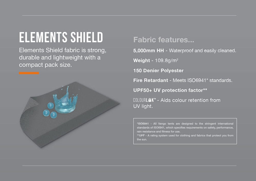 Vango Balletto Air 390 Inflatable Caravan Porch Awning - 2026 Model - Elements Shield infographic