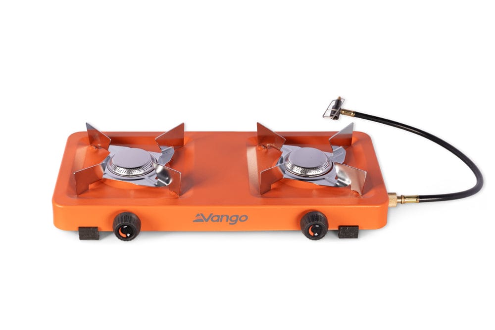 Vango Blaze Double 2 Burner Camping Stove - product image, shown with PVC hose attached