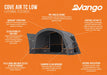 Vango Cove Air TC Inflatable Drive Away Awning Grey - Low  external feature infographic