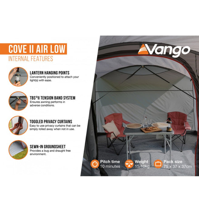 Vango Cove II Air Inflatable Drive Away Awning Smoke - Low internal features image 