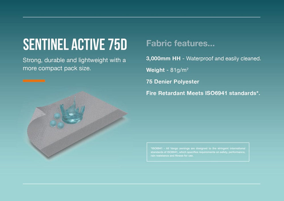 Vango Cove III Air Low Inflatable Drive Away Awning- product fabric infographic