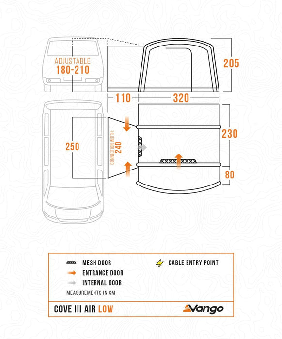 Vango Cove III Air Low Inflatable Drive Away Awning - product floorplan infographic