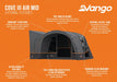 Vango Cove III Air Mid Inflatable Drive Away Awning - product external features infographic