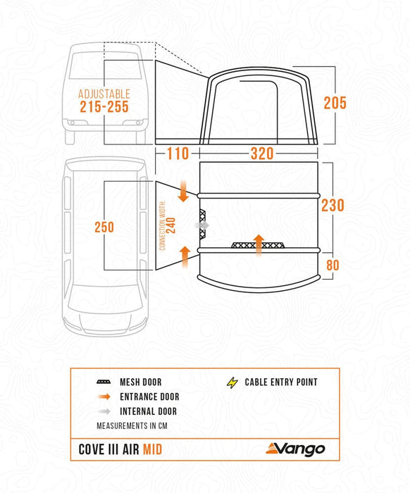 Vango Cove III Air Mid Inflatable Drive Away Awning - product floorplan infographic