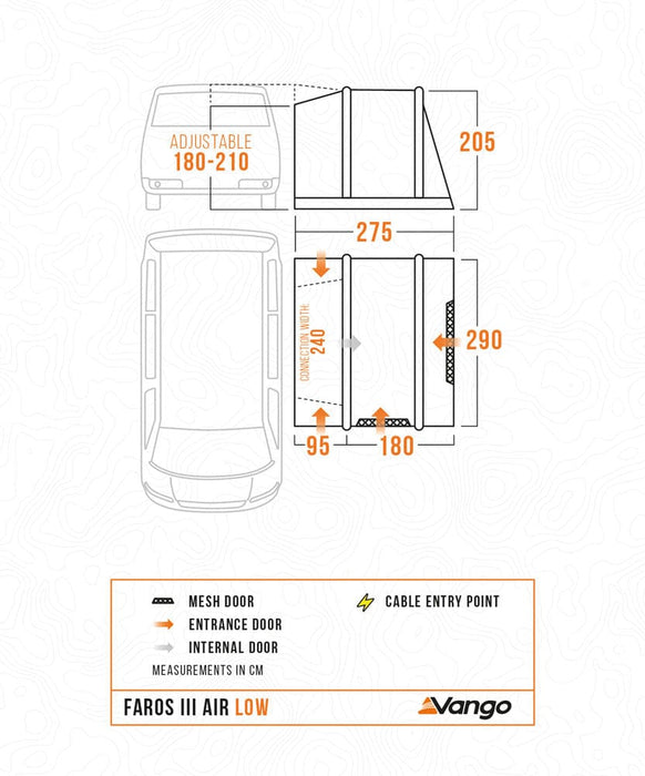 Vango Faros III Air Low Inflatable Drive Away Awning - product floorplan infographic