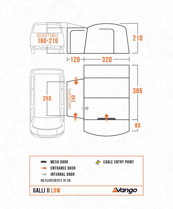 Vango Galli II Low Driveaway Awning – Spacious & Durable - Floorplan