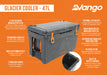 Vango Glacier 47 Litre Camping Cool Box infographic with features on